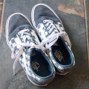 Vans women's sage green and white Checkered Sneakers.  Women's size 7